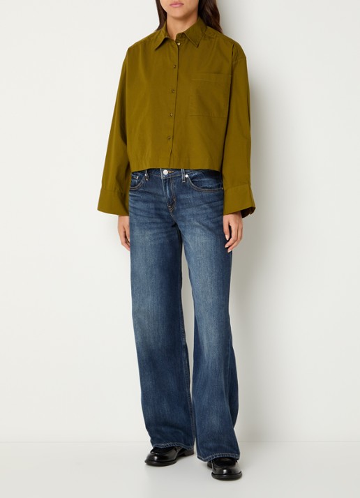 Selected Astha blouse met borstzak - voorkant 2 mosgroen