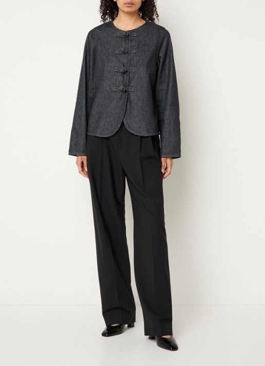 Selected Baria tuniek van denim met ronde hals - voorkant 2 indigo