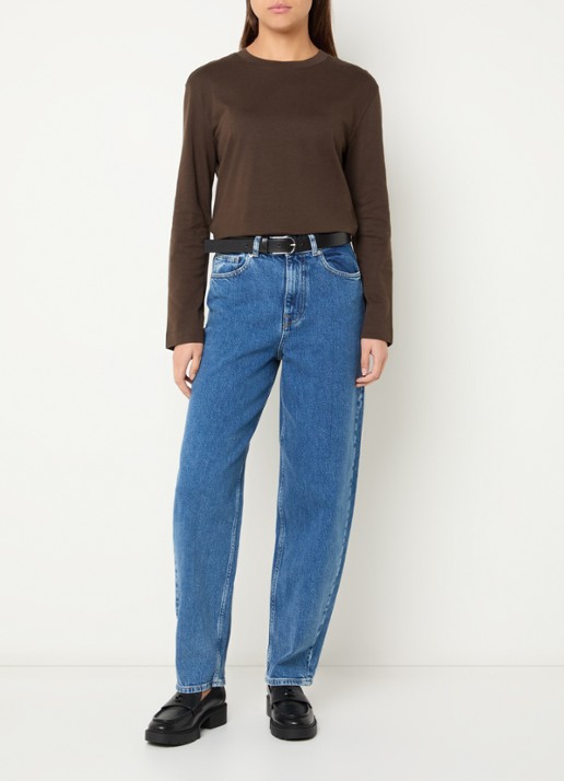 Selected Bea-kori high waist tapered jeans met medium wassing - voorkant 3 jeans