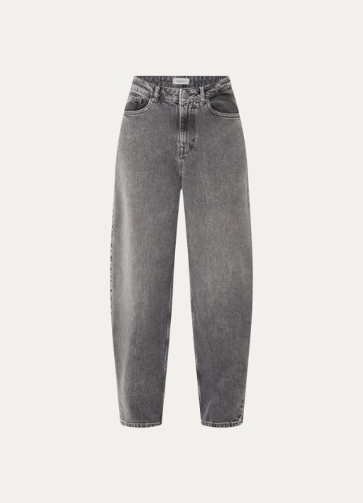Selected Bea-kori high waist wide fit jeans met gekleurde wassing - voorkant grijs