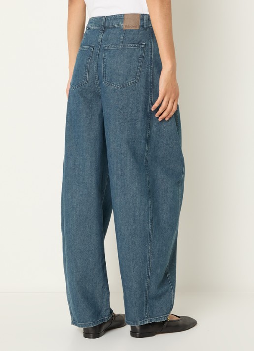 Selected Bella high waist balloon fit jeans met medium wassing - achterkant 2 indigo