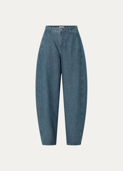 Selected Bella high waist balloon fit jeans met medium wassing - voorkant 3 indigo