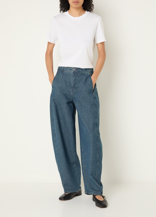 Selected Bella high waist balloon fit jeans met medium wassing - voorkant 4 indigo
