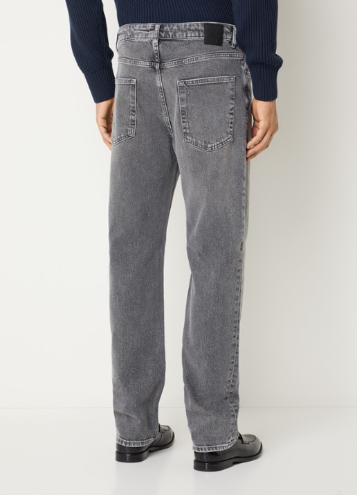 Selected Ben Kori straight leg jeans met gekleurde wassing - achterkant 3 middengrijs