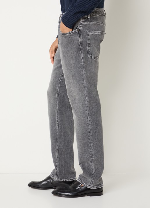 Selected Ben Kori straight leg jeans met gekleurde wassing - detail 2 middengrijs