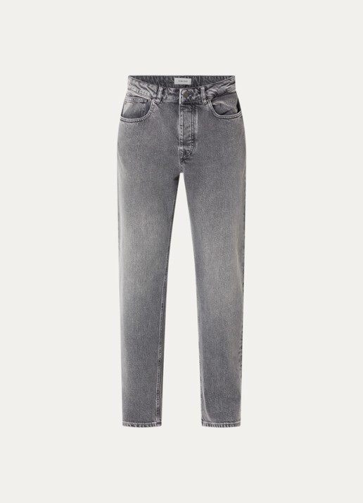 Selected Ben Kori straight leg jeans met gekleurde wassing - voorkant 4 middengrijs