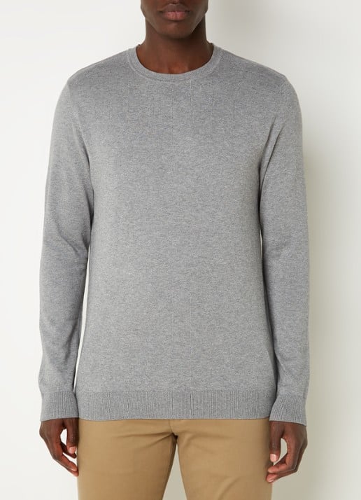Selected Berg fijngebreide pullover met gemêleerd dessin