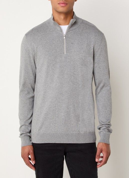 Selected Berg fijngebreide pullover met halve rits
