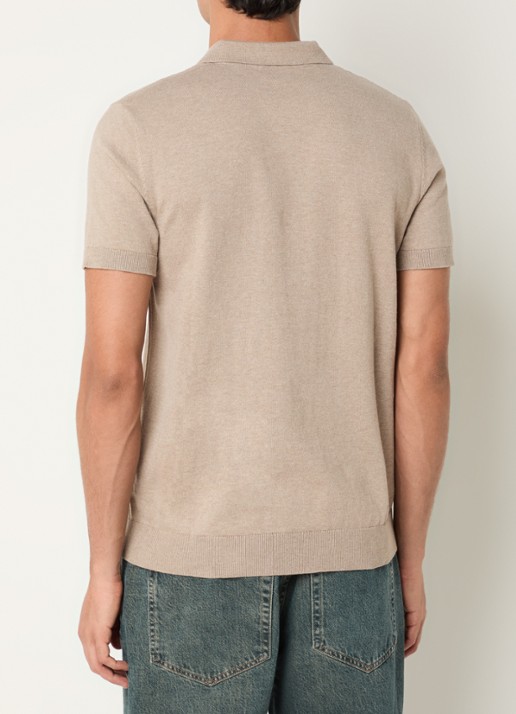 Selected Berg regular fit polo met stretch - achterkant 4 beige