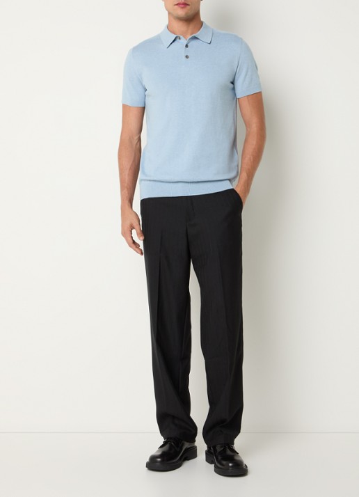 Selected Berg regular fit polo met stretch - voorkant 2 blauwgrijs