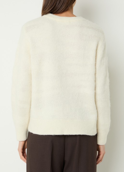 Selected Billie fijngebreide trui in alpaca wolblend - achterkant 2 ivoor