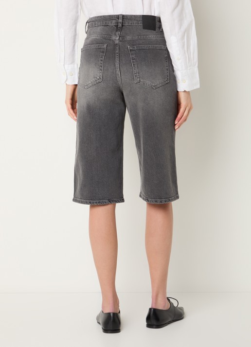 Selected Bine-Kori high waist straight fit korte broek van denim - achterkant 4 donkergrijs