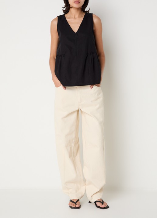 Selected Blair top met V-hals - voorkant 2 zwart