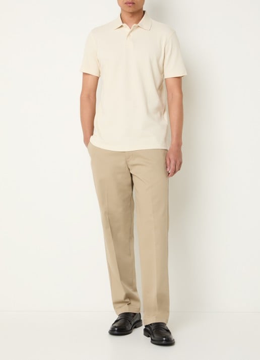 Selected Blaze regular fit polo met structuur - voorkant 4 creme