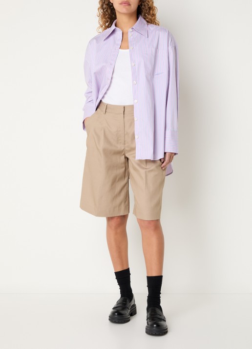 Selected Blouse met streepprint - voorkant 2 roze