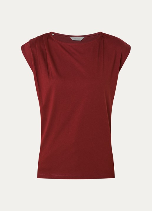 Selected Calli mouwloze top met plooidetail - voorkant 3 roestbruin