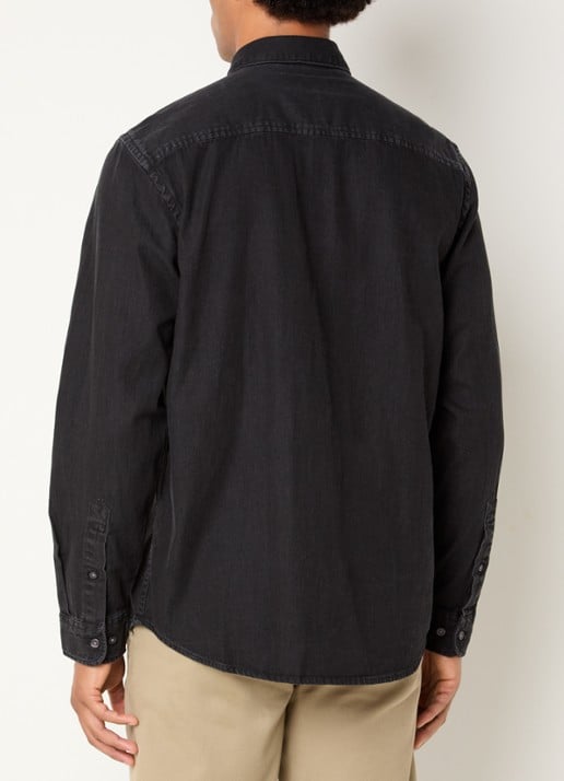 Selected Carlo regular fit overhemd met borstzak - achterkant 4 zwart