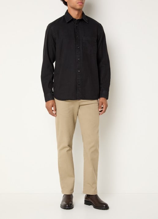 Selected Carlo regular fit overhemd met borstzak - voorkant 2 zwart