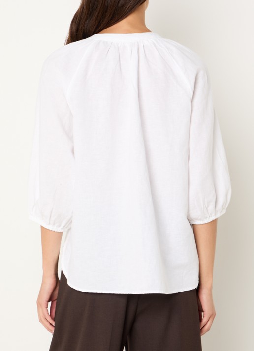 Selected Cleo blouse in linnenblend met V-hals - achterkant 4 wit