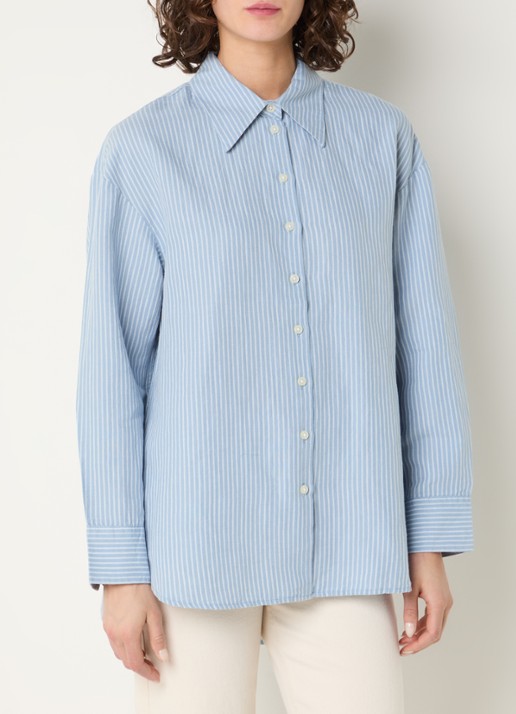 Selected Cleo oversized blouse in linnenblend met streepprint