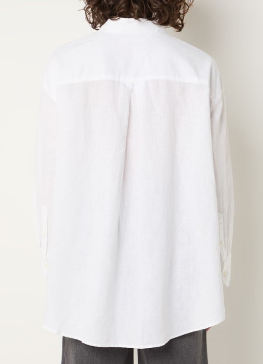 Selected Cleo oversized blouse in linnenblend  - achterkant 4 wit