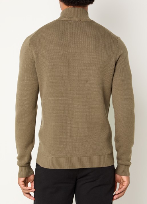Selected Dane grofgebreid vest met opstaande kraag - achterkant beige