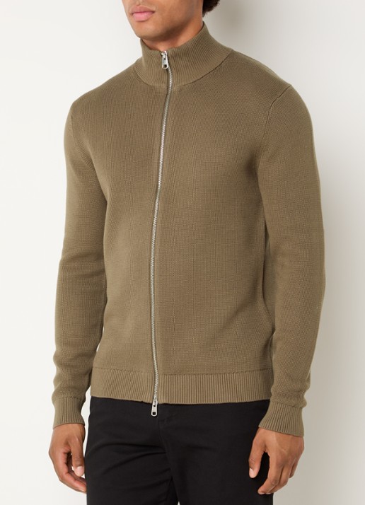 Selected Dane grofgebreid vest met opstaande kraag