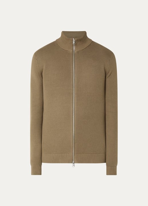 Selected Dane grofgebreid vest met opstaande kraag - voorkant 3 beige