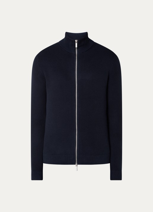 Selected Dane grofgebreid vest van  katoen - voorkant donkerblauw