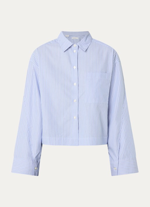 Selected Dannie blouse met streepprint - voorkant blauwgrijs