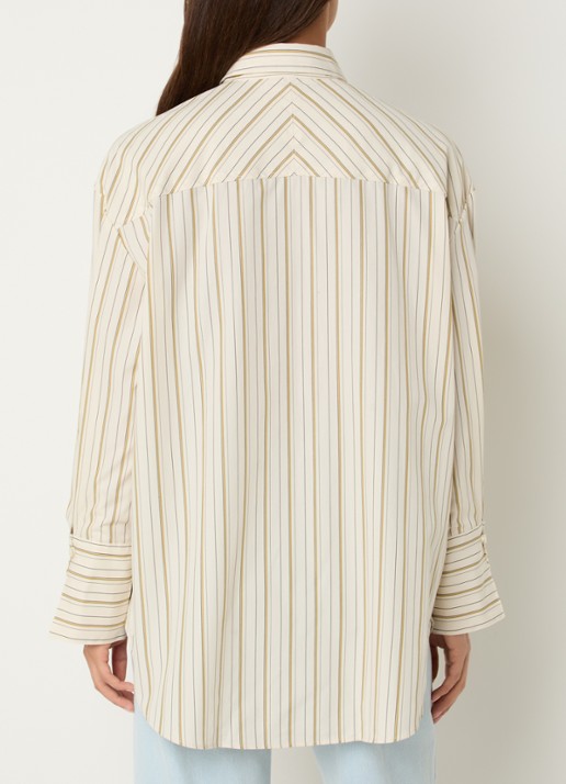 Selected Dannie blouse met streepprint - achterkant 2 gebroken wit