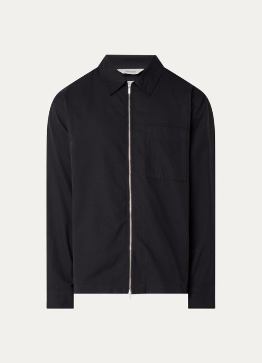 Selected David overshirt met borstzak - voorkant zwart