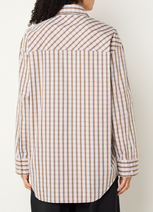 Selected Eden blouse met ruitdessin - achterkant 4 mosgroen