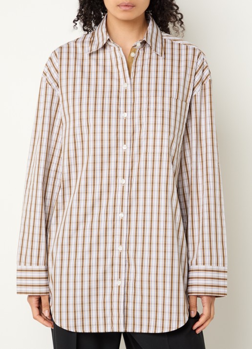 Selected Eden blouse met ruitdessin