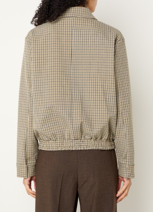 Selected Elara bomberjack met ruitdessin en klepzakken - achterkant cognac
