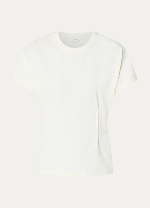 Selected Era top met plooidetail - voorkant 2 gebroken wit