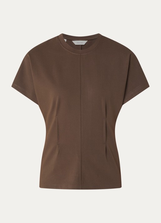 Selected Era top met plooidetail - voorkant 3 bruin