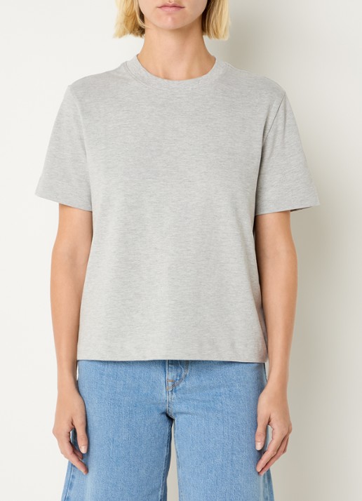 Selected Essential T-shirt met ronde hals - detail grijsmele