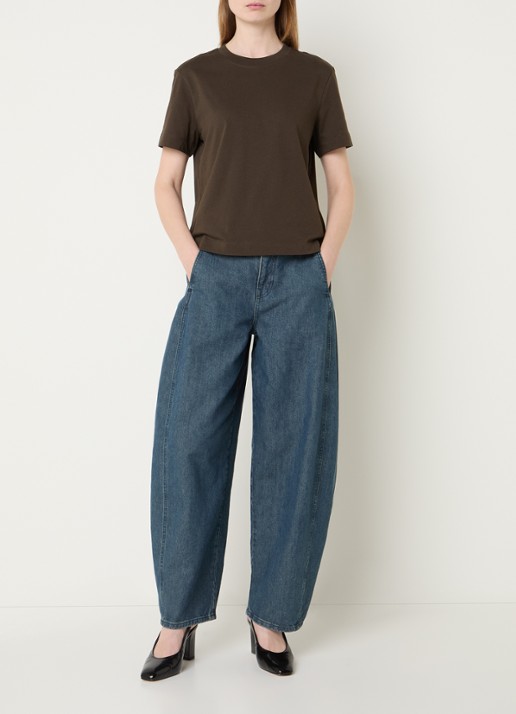 Selected Essential T-shirt met ronde hals - voorkant 2 donkerbruin