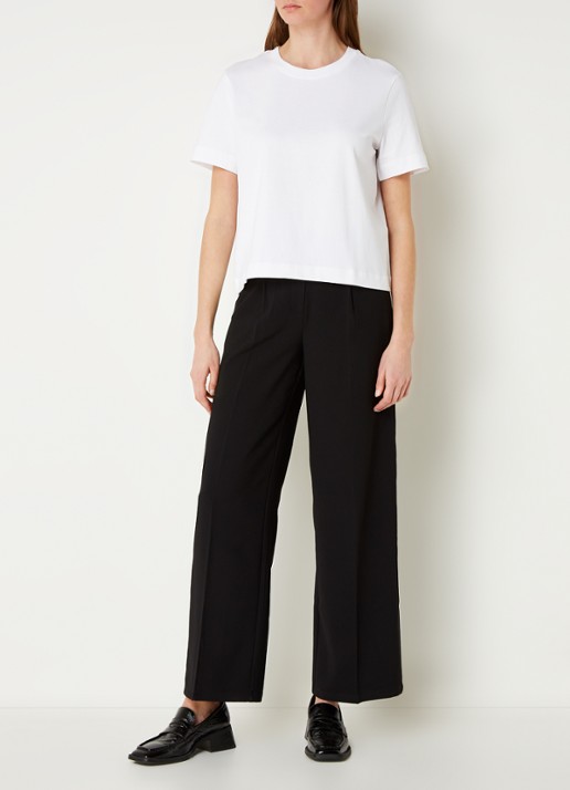 Selected Essential T-shirt van  katoen - voorkant 2 wit