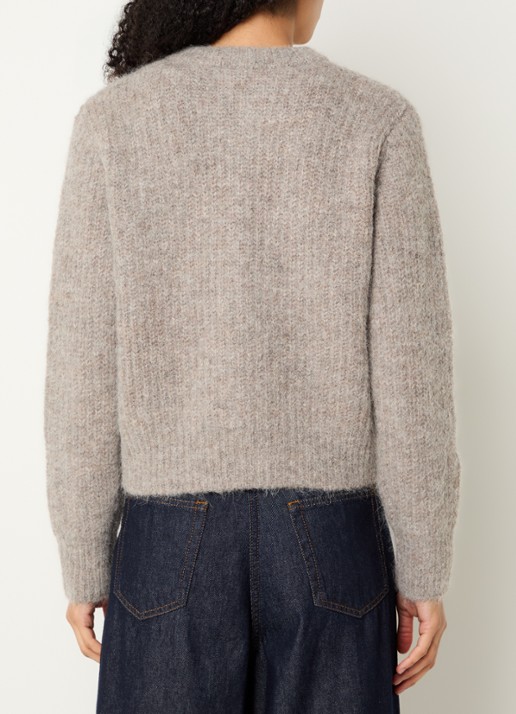 Selected Gabriella grofgebreid vest in wolblend met ronde hals - achterkant 4 grijs