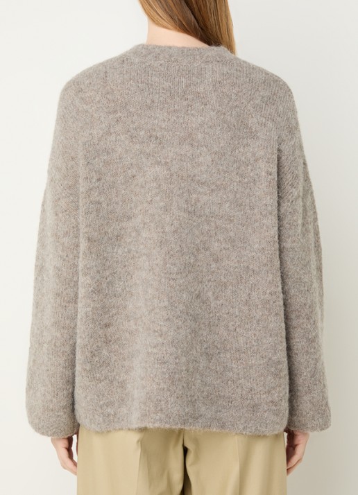 Selected Gabriella grofgebreide trui in alpaca wolblend - achterkant 4 grijs
