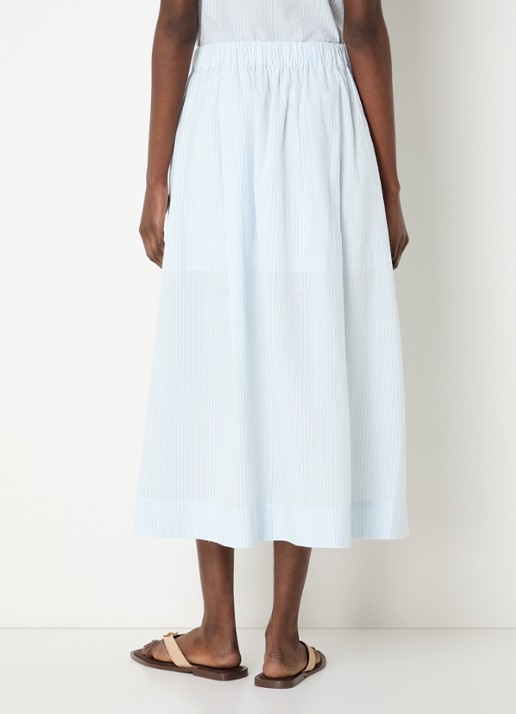Selected Hannah midi rok met streepprint en steekzakken - achterkant 4 lichtblauw