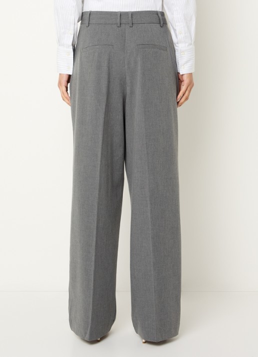 Selected High waist wide fit broek met steekzakken - achterkant 4 grijsmele