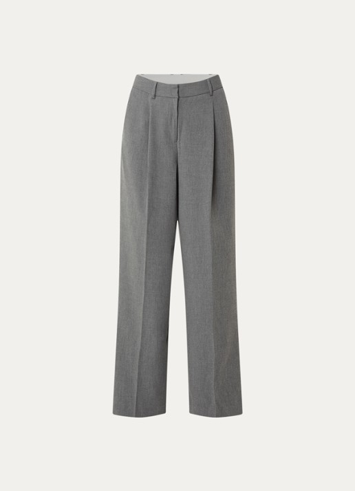 Selected High waist wide fit broek met steekzakken - voorkant grijsmele