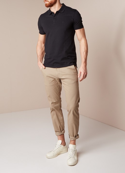 Selected Homme Aro regular fit polo met stretch - voorkant 4 zwart