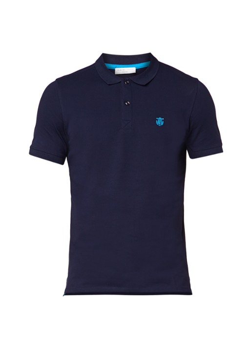 Selected Homme Aro slim fit polo met stretch - voorkant donkerblauw