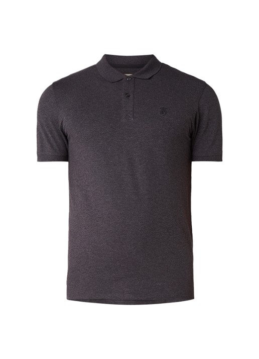 Selected Homme Haro slim fit polo in katoenblend - voorkant 2 antraciet