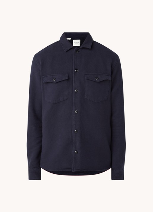 Selected Homme Loose Luke overshirt van katoen - voorkant donkerblauw