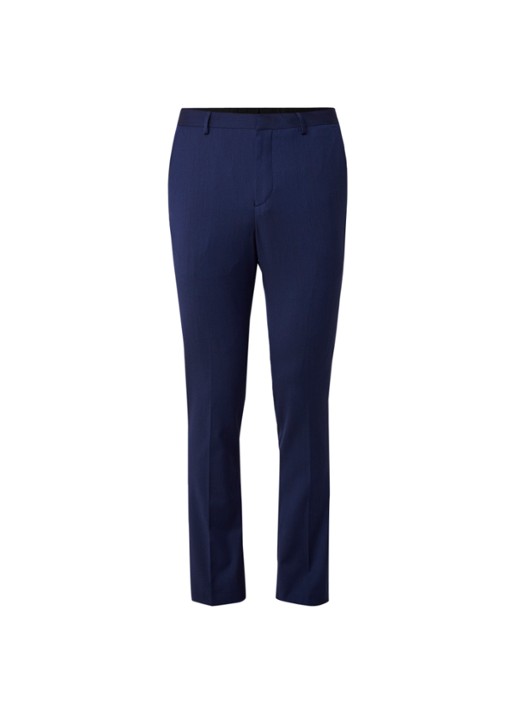 Selected Homme Mylobill slim fit pantalon met persplooi - voorkant 2 donkerblauw